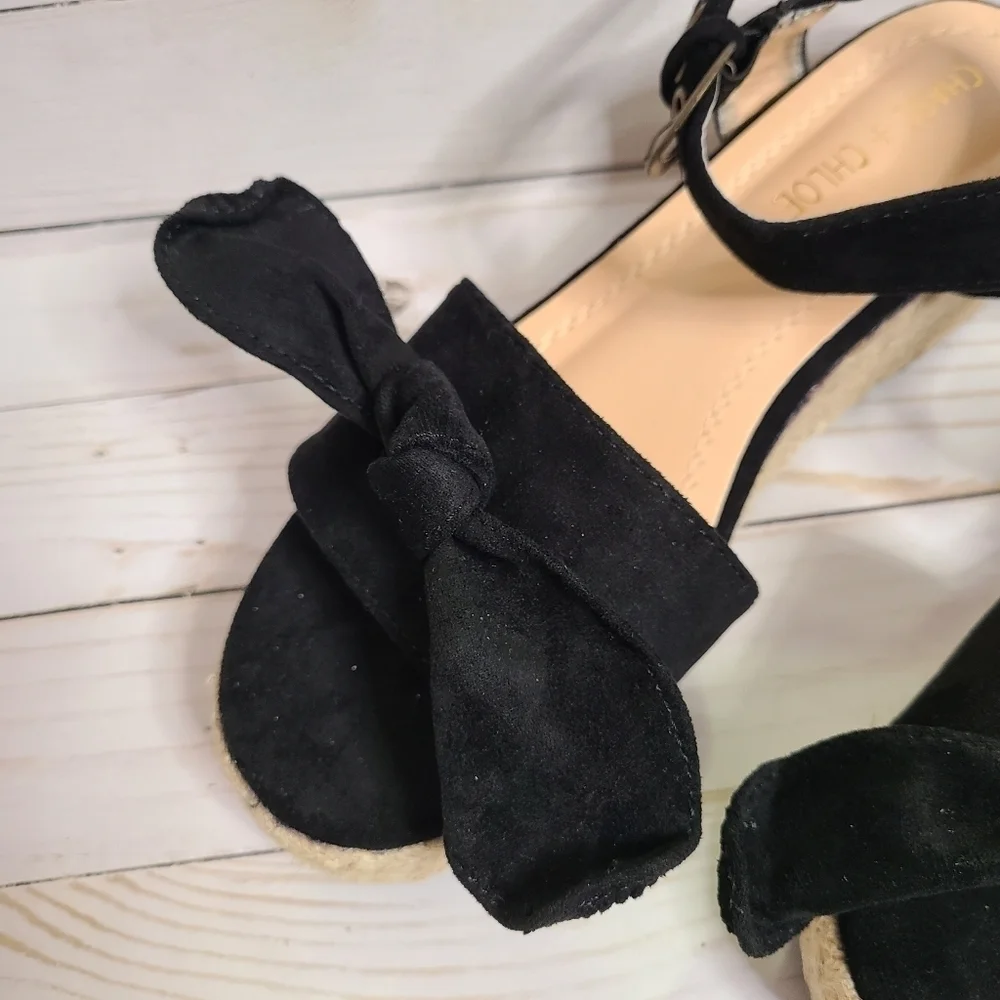 Chase + Chloe Gaston Platform Wedge Espadrille Sandals Black